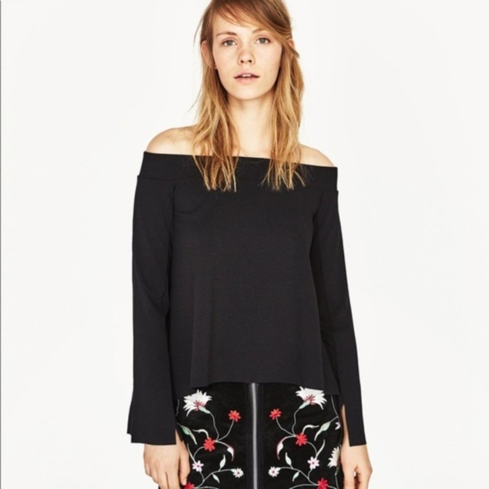 Zara Off the Shoulder Long Sleeve Top